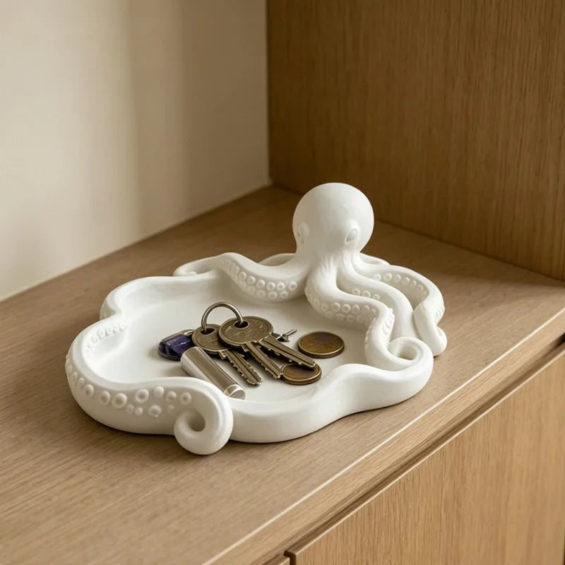 support clés forme octopus blanc violet noir rose pâle moderne créatif bulles texturées organisateur
