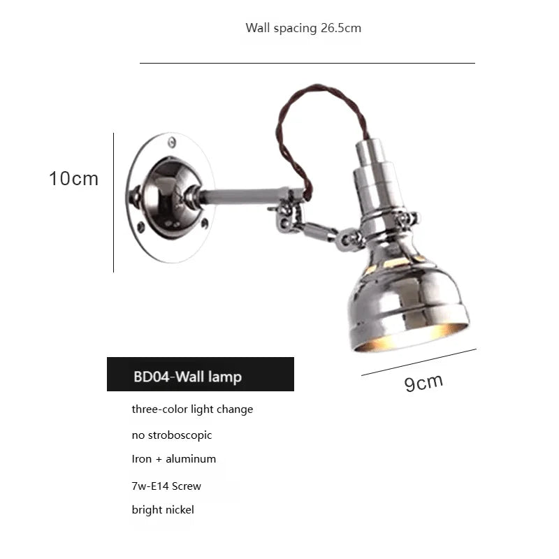 lampe murale industrielle gris métallisé réglable éclairage chambre cuisine salle manger