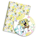 coussin pop art personnages animés bob l'éponge bleu rose polyester
