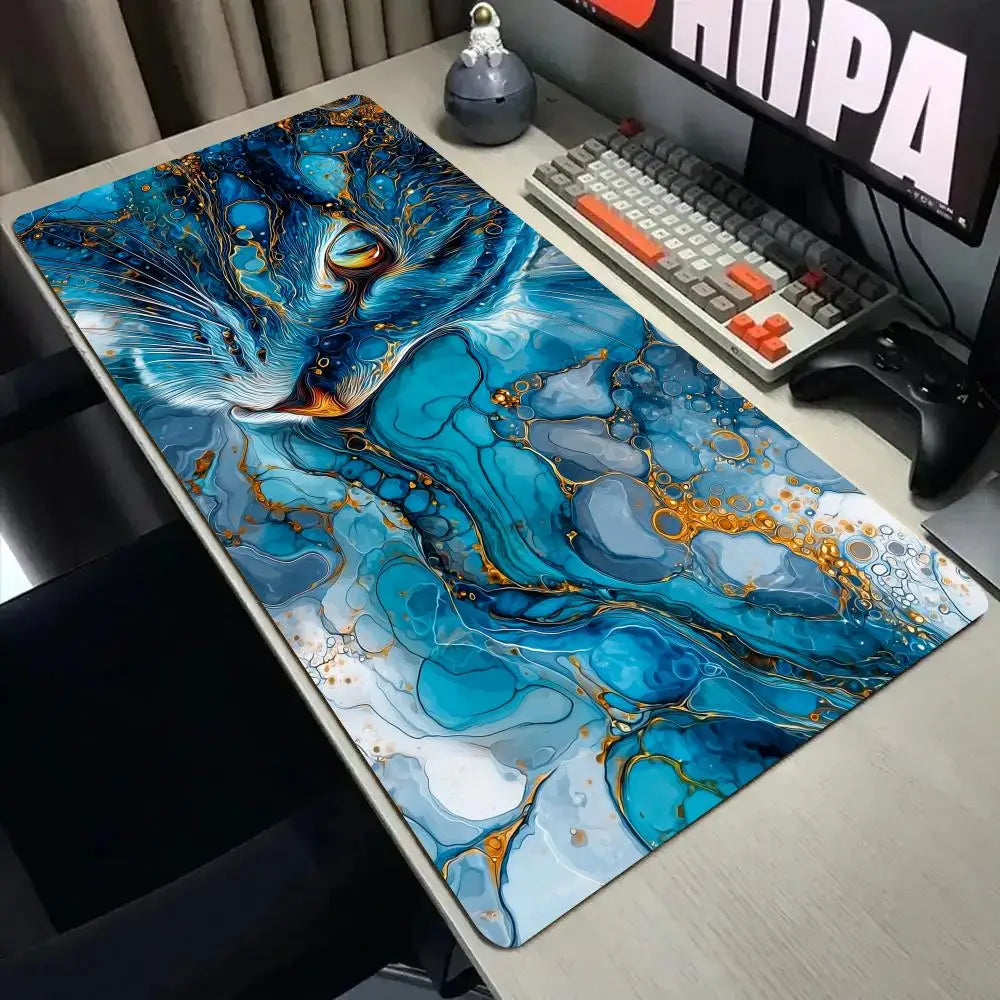 tapis souris caoutchouc antidérapant bleu marbré moderne 30cm 60cm 30cm 80cm 40cm 90cm