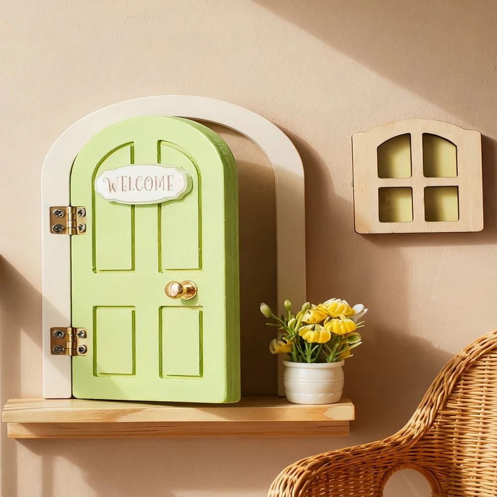 décoration murale porte fenêtre miniature bois décorative bienvenue fleur vintage adhésif chambre bébé