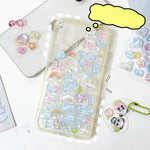 stickers kawaii animaux mignons coeurs étoiles arc ciel nuages rose vert bleu blanc