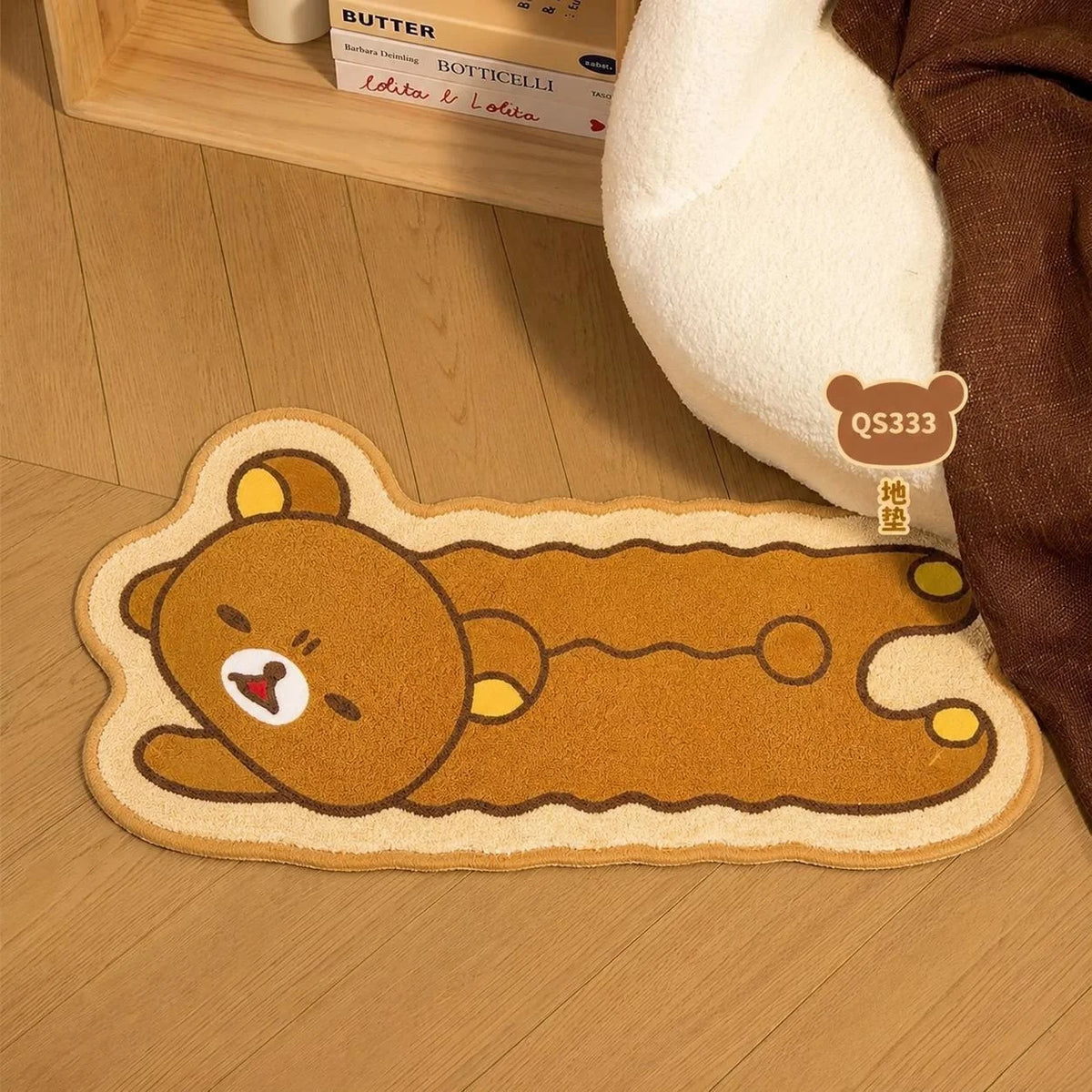tapis décoration kawaii ours mignon pelucheux antidérapant intérieur maison salle bain chambre entrée