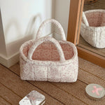 panier rangement pliable polyester fleurs blanc bleu clair moderne rangement maison jouets animaux respectueux