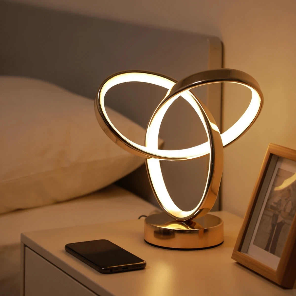 lampe led or noir spirale moderne câble alimentation chargeur usb chambre salon