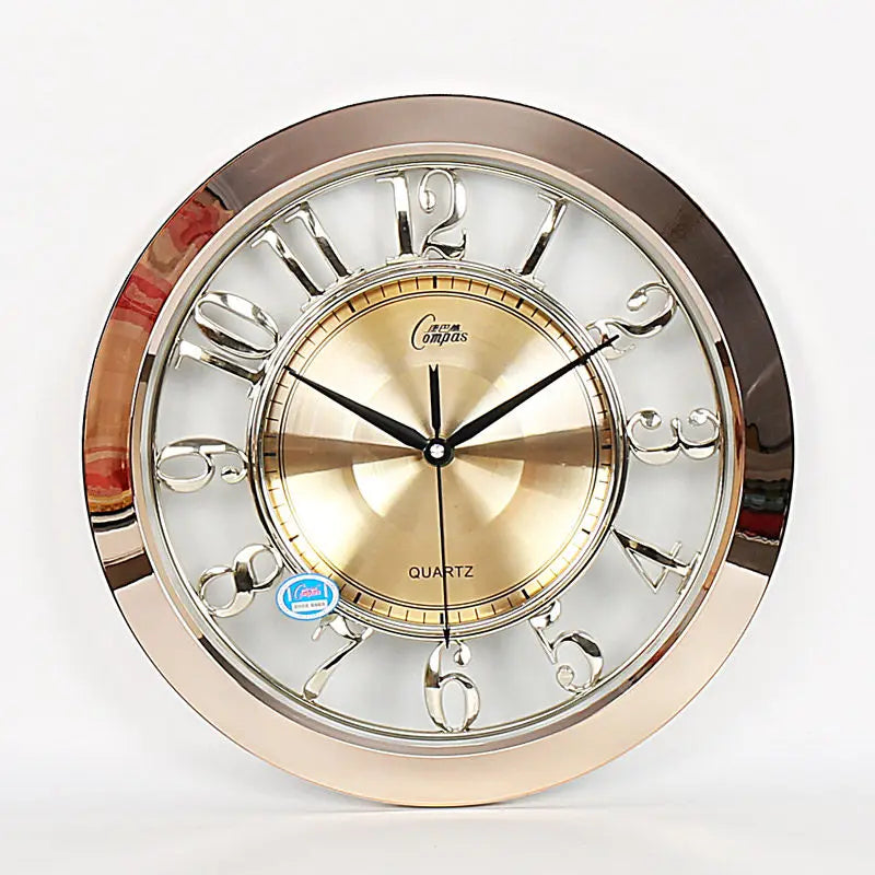 horloge murale quartz transparente classique noir doré argenté chiffres romains cadran quadrillé sans fixation