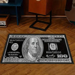 tapis noir blanc motif dollar durable polyester antidérapant usage maison prière
