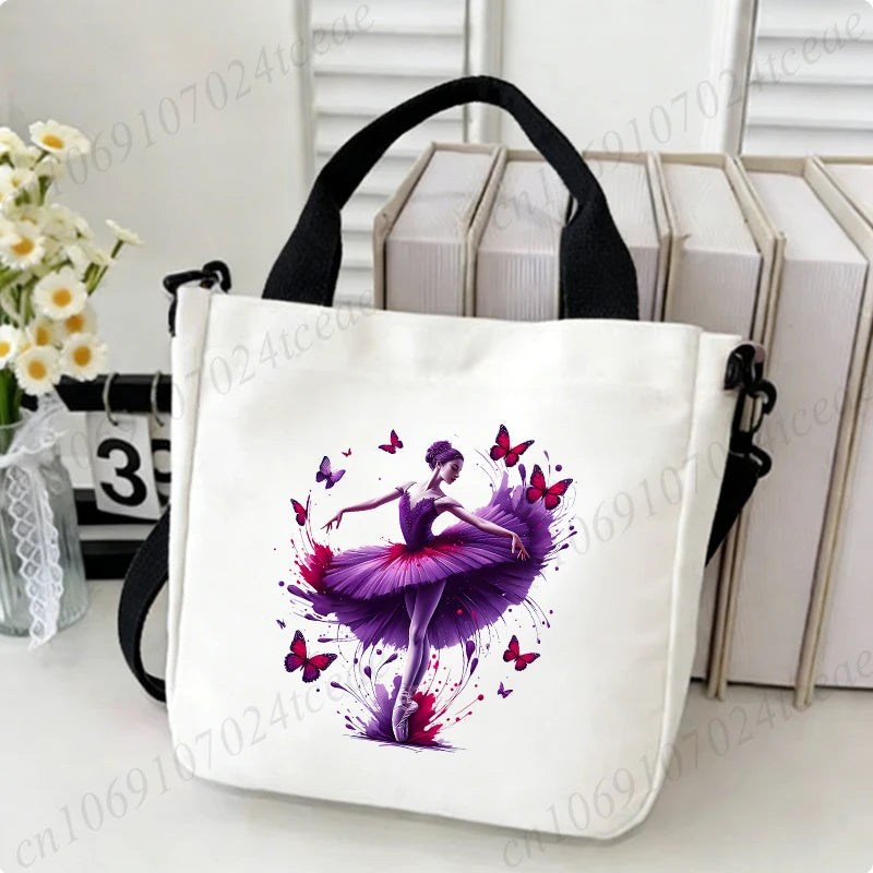 sac main femme toile danseuse papillons blanc moderne décontracté fourre tout