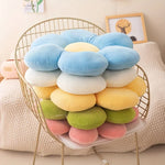 coussin moderne polyester fleuri bleu jaune blanc rose 40cm 40cm