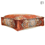coussin sol orange bleu ethnique motifs floraux traditionnels carreaux coton polyester
