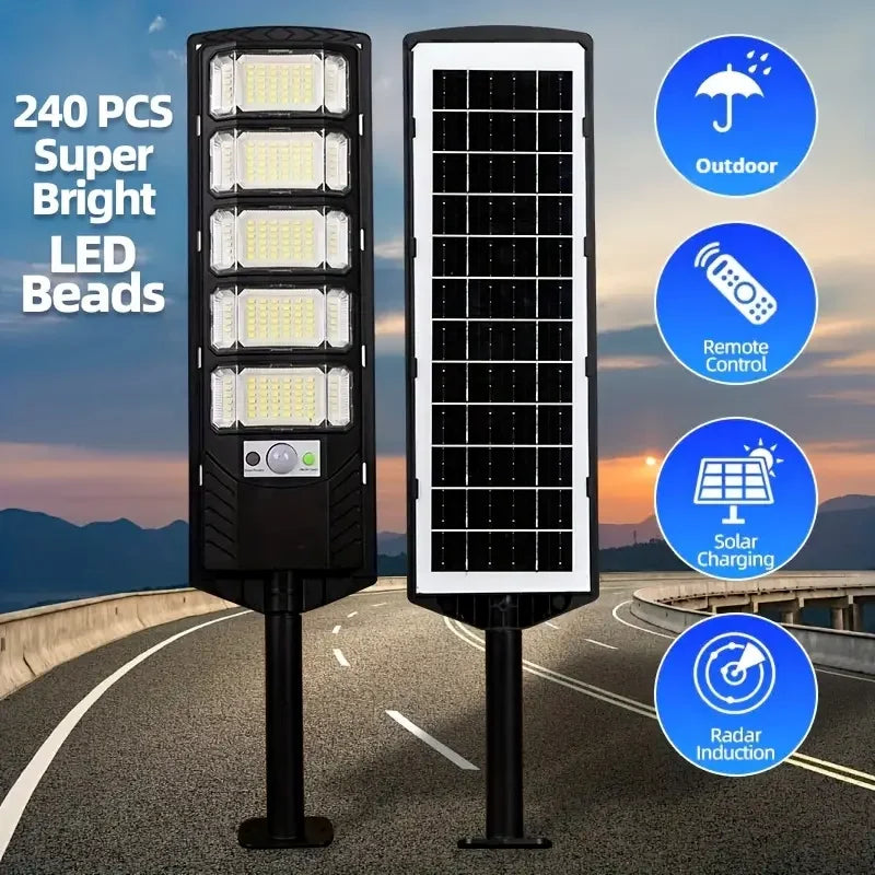 lampe solaire rue moderne noire ip67 led étanche sécurité extérieure télécommande