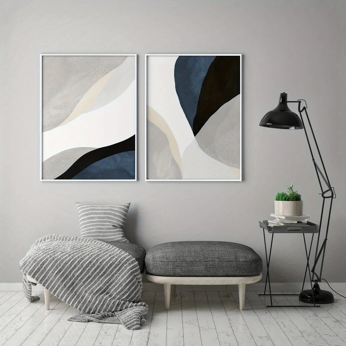 tableaux abstraits contemporains minimalistes sans cadre blanc gris noir beige