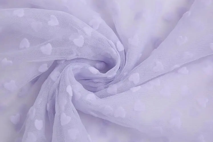 tissu polyester dentelle coeurs blanc noir rose beige rouge translucide mariage