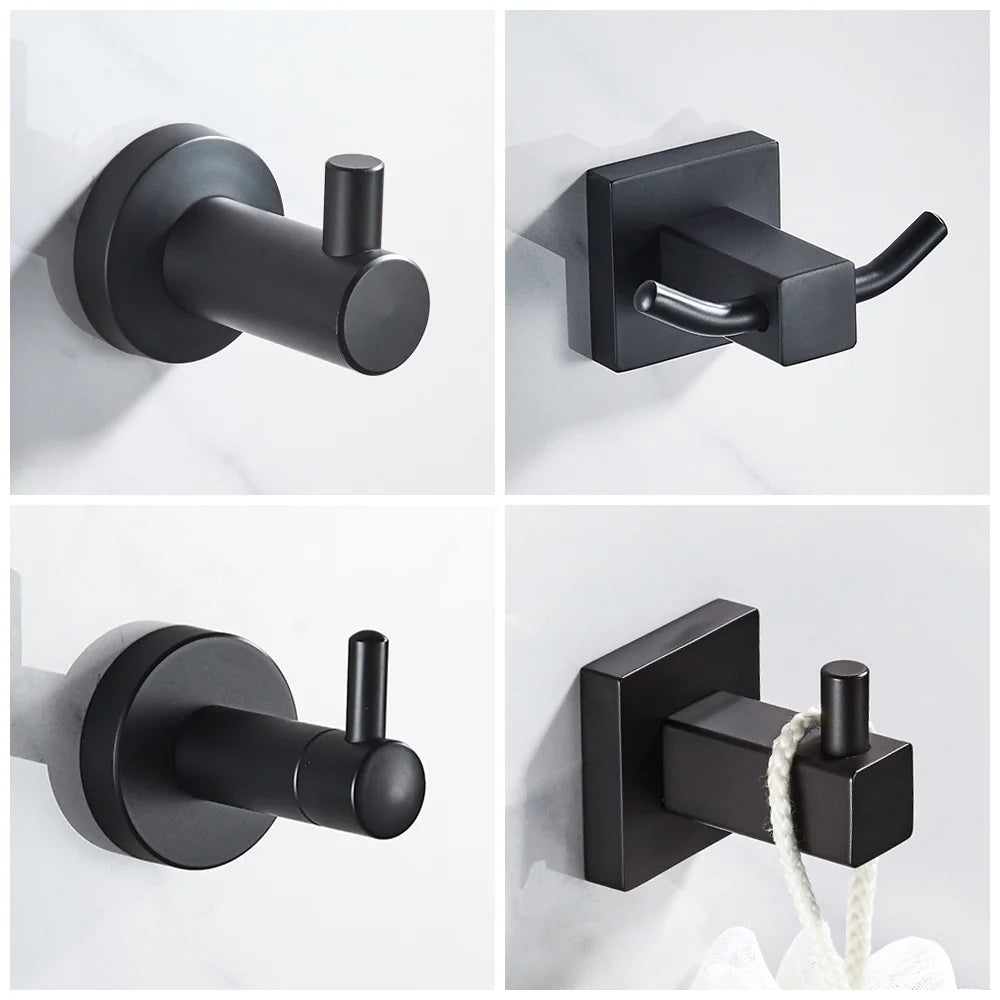 crochets muraux modernes acier inoxydable noir argenté murale éponge bain minimaliste chambre bain cuisine