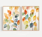 affiches modernes toile feuilles colorées automne sans cadre vert orange bleu brun paysage vertical