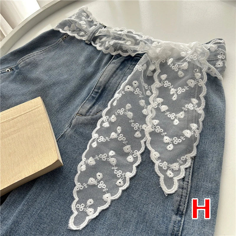ruban dentelle fine motifs floraux blanc élégant décoratif bohème joint taille accessoire corps