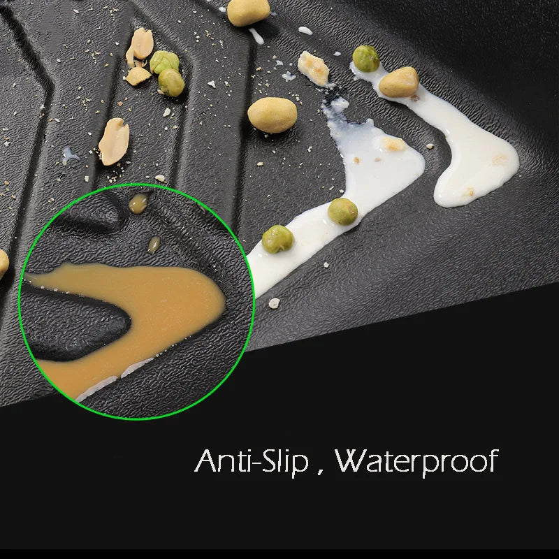 tapis sol noir rayures horizontales clips fixation tpe waterproof moderne résistant clips invisibles tapis