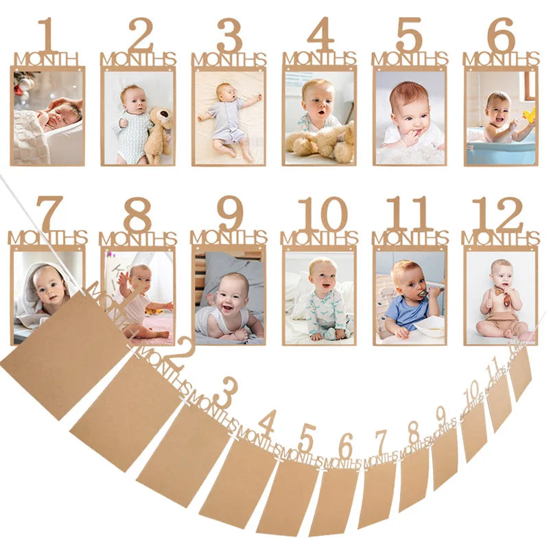 calendrier mural bébé moderne motifs textes imprimés couleurs beige rose jaune minimaliste adhésif