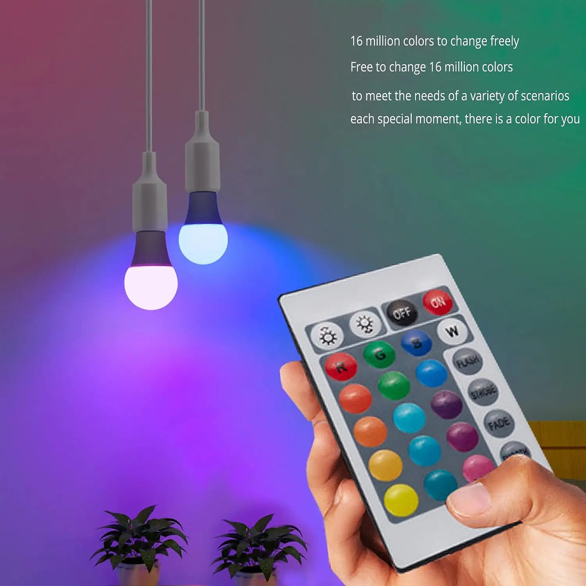 ampoule led transparente moderne base e27 multicolore blanc rouge vert bleu télécommande flux lumineux