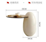 canapé lit blanc bouclé moderne table basse coussins décoratifs