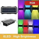 lampes murales solaires extérieures modernes led ip65 imperméables 6lumieres rgb blanc jaune