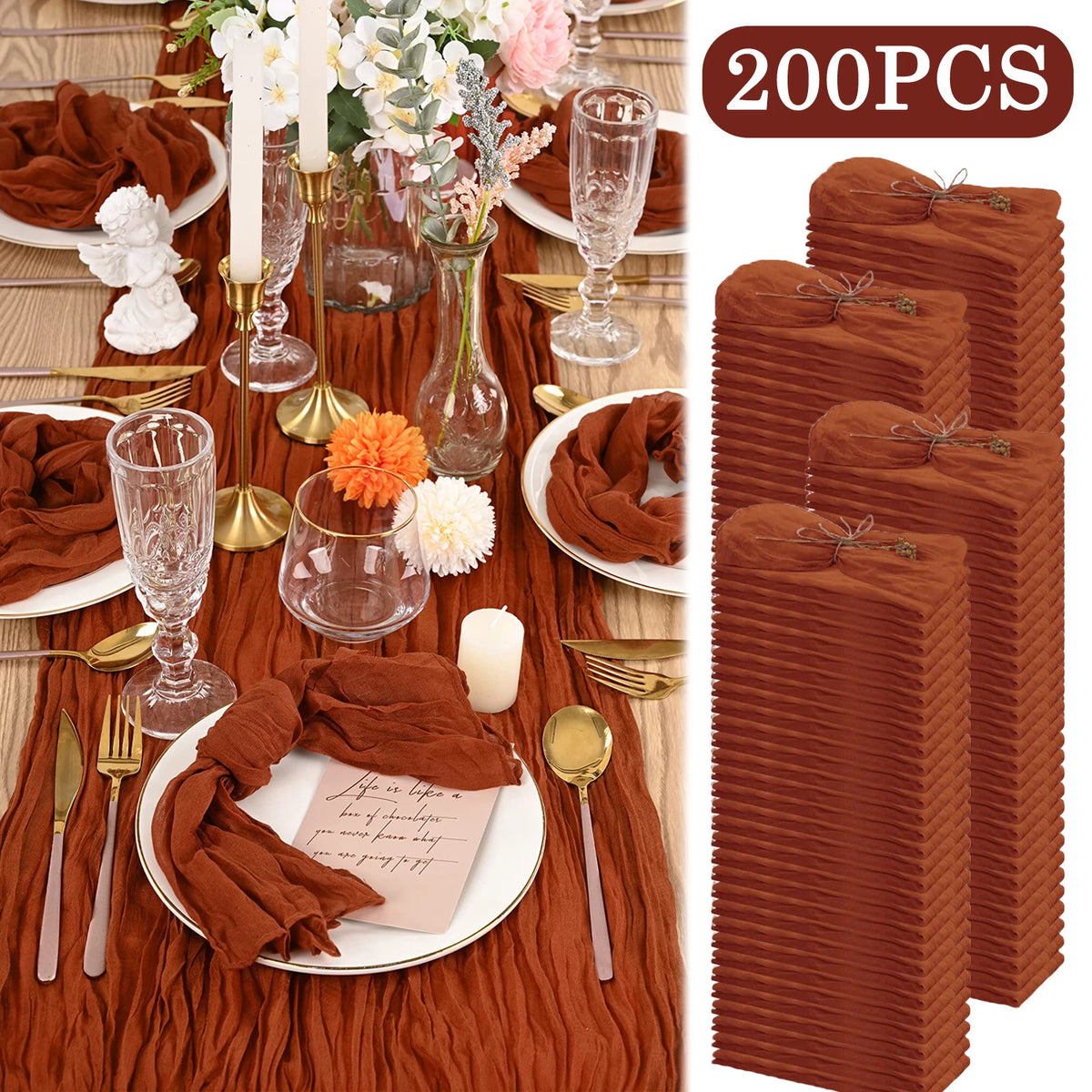 serviettes coton plissées rouge chic table maison restaurant 20x20inch