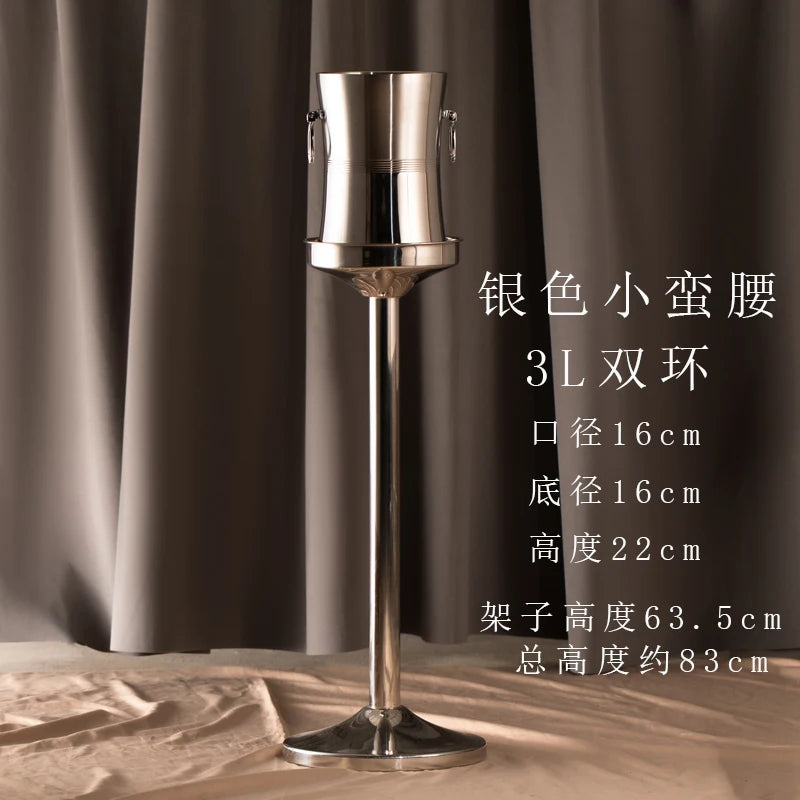 seau glace acier inoxydable argenté couvercle poignées vin champagne