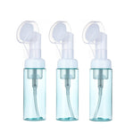 flacon mousse voyage 60 ml distributeur savon liquide brosse visage silicone transparent blanc rechargeable