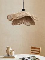 suspension tissée naturelle moderne rustique lumière chaude câble noir 40cm 50cm 60cm