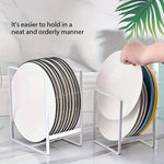 support assiettes métal noir moderne fixation clips rangement cuisine vaisselle organisation réutilisable élégant