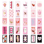 affiches kawaii girly moderne motifs fruits pompons tringle bois cartes décoratives rose rouge blanc
