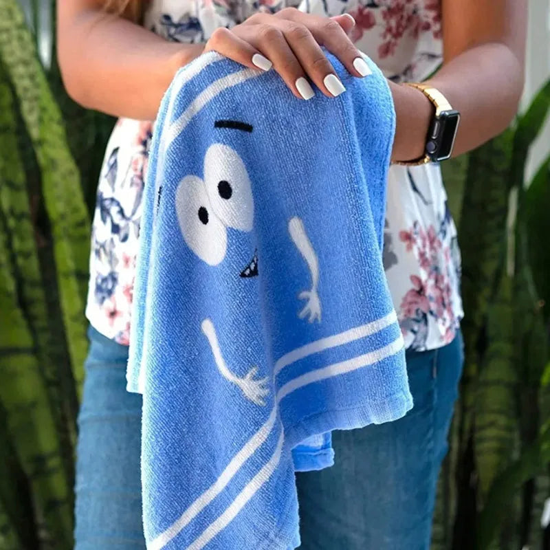 serviette rapide bleu blanc dessin animé rayures coton polyester machine rapide absorption fantaisie