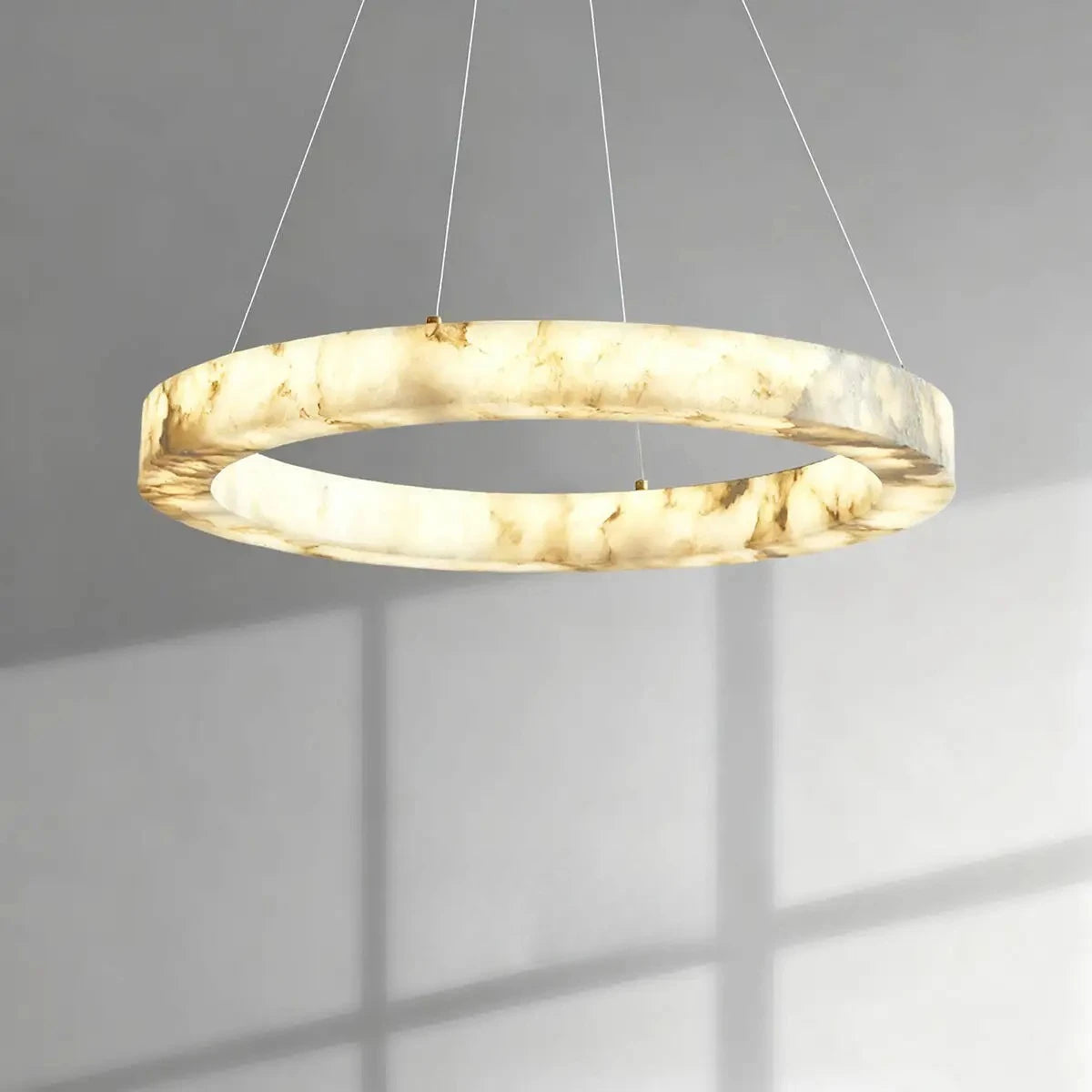 suspension circulaire marbre imitation moderne blanc beige led chambre salonhôtel