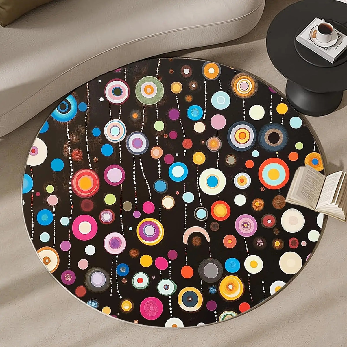 tapis rond géométrique multicolore moderne salon chambre enfants 80x80 cm 120x120 cm anti dérapant