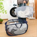 panier linge pliable imperméable polyamide gris noir maille moderne poignées poches capacitaire salle bain