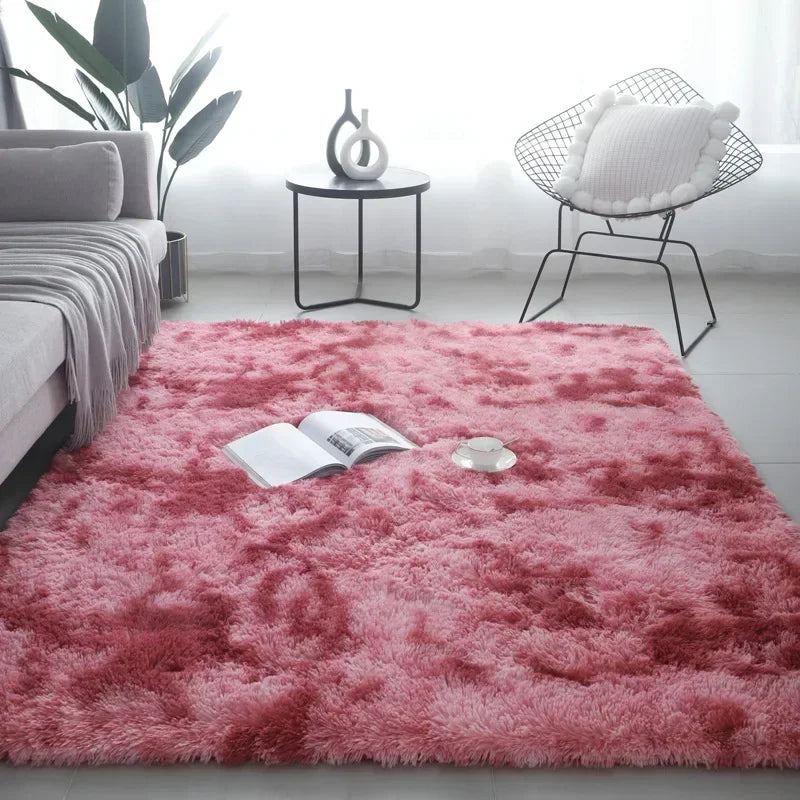 tapis moderne gris bleu rose beige peluche uni résistant décoloration sol