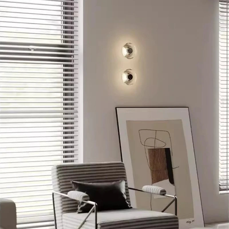 Applique murale moderne cristal argenté led transparent minimaliste fixée mur