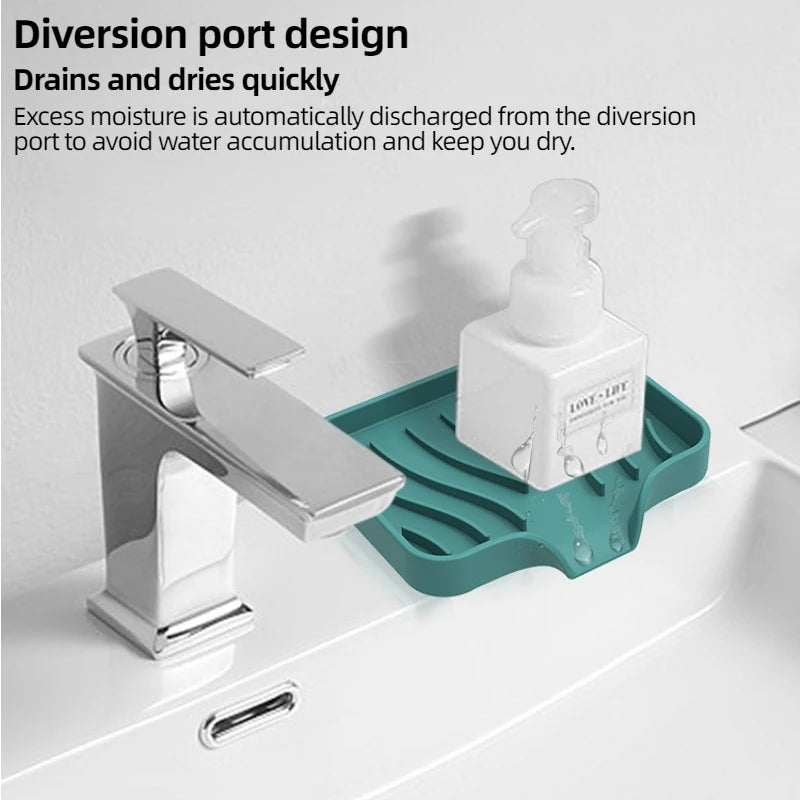 support savon silicone rayures ondulées gris noir vert moderne pratique