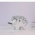 hérisson doré statuette ornement moderne décoration maison épines texturées métal brillant
