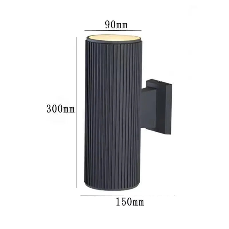applique murale led moderne noir rayures verticales éclairage extérieur résistant l'eau fixations