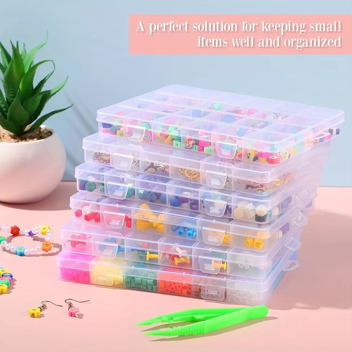 boîte bijoux transparente moderne clips anneaux boucles doreilles organisation diy fournitures