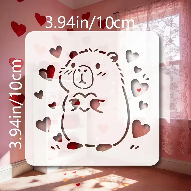 stencils réutilisables animaux mignons coeurs dessin animé sac dos tasse carte postale