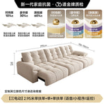 canapé lit moderne beige motif boutons adhésifs coussins salon bois tissus composites