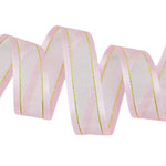 ruban polyester double face rayures dorées fond uni semi transparent festif noir rose bleu