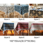 nappe table rectangulaire ethnique imperméable réutilisable coton polyester motifs géométriques tassels
