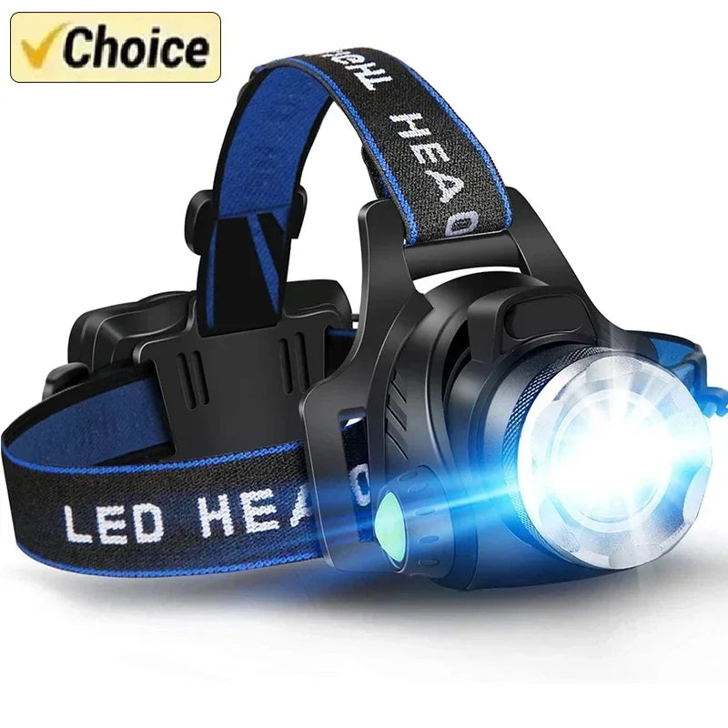 lampe frontale led rechargeable zoomable étanche noir bleu bande ajustable modulaire sportivité