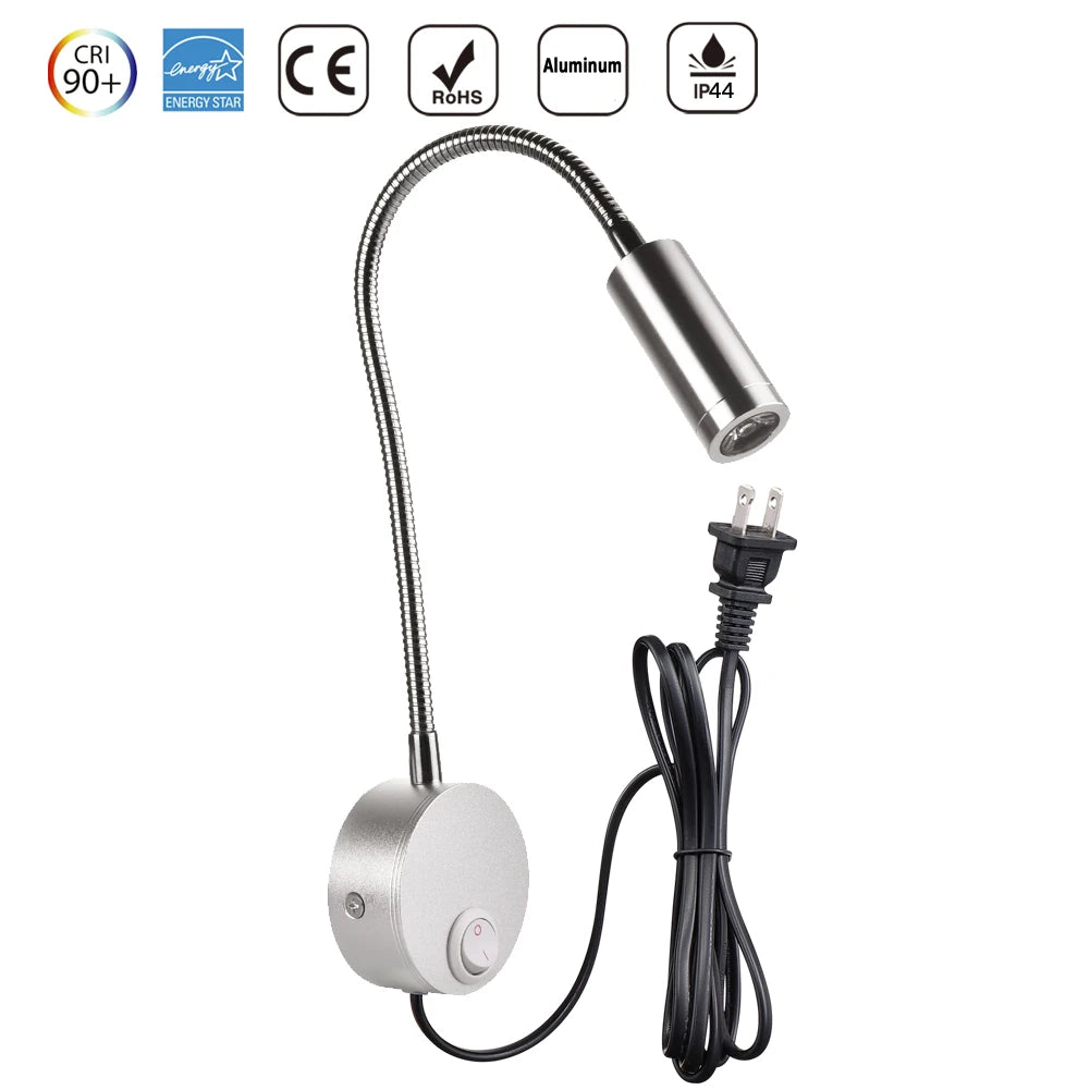 lampe murale led blanche moderne aluminium interrupteur cable chambre salon cuisine
