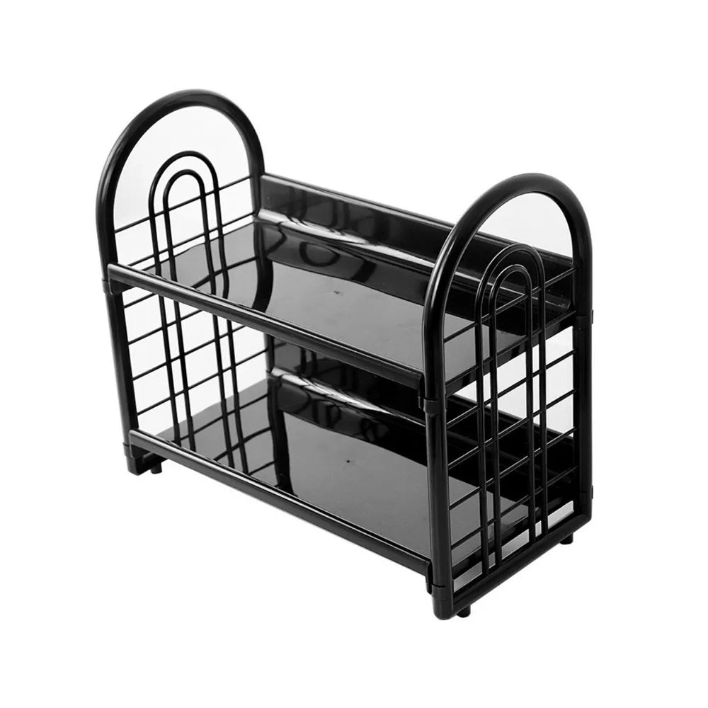 étagère deux niveaux blanc moderne rangement salle bain cosmétiques polyester réutilisable grande capacité