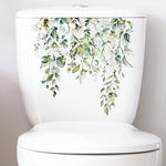 autocollant mural décoration toilettes motif feuilles fleurs floral opaques blanc