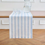 table chemin bleu blanc rayures horizontales lin moderne cuisine maison